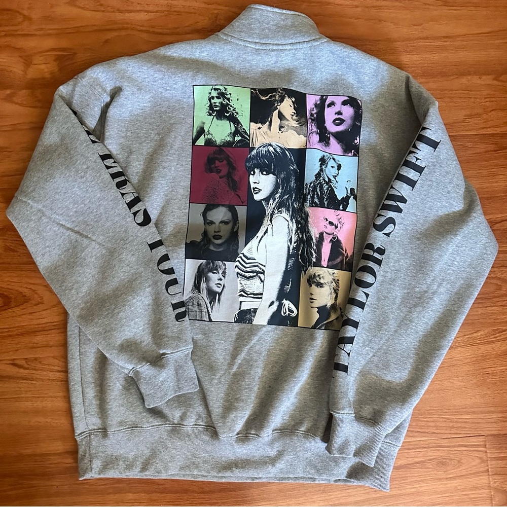 Taylor Swift Gray Pullover Sweatshirt with Color Block Graphic